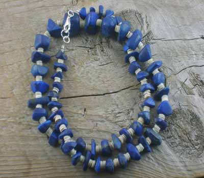 Lapis and Grey Oyster Shell Necklace